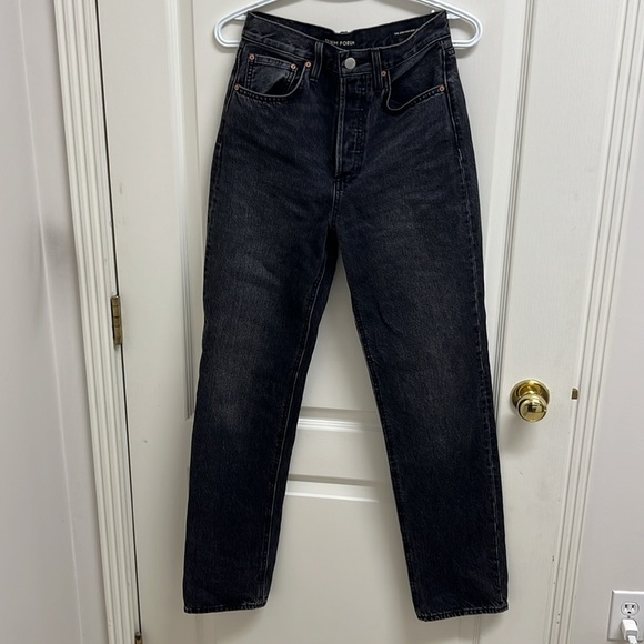 Denim Forum The Joni High Rise Loose 32l Size 24 Black - Picture 5 of 9